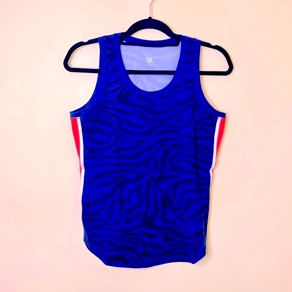 Tail Blue Zebra Print Scoop Neckline Activewear Tank Top Size Medium - Picture 1 of 7
